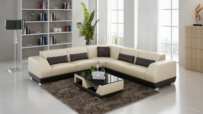 Leather sofa with USB Living landscape Corner sofa Eck Suite Design Modern Sofa G8024B