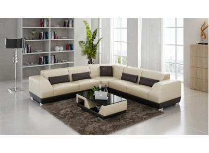 Leather sofa with USB Living landscape Corner sofa Eck Suite Design Modern Sofa G8024B