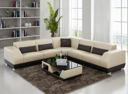 Leather sofa with USB Living landscape Corner sofa Eck Suite Design Modern Sofa G8024B