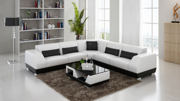 Leather sofa with USB Living landscape Corner sofa Eck Suite Design Modern Sofa G8024B