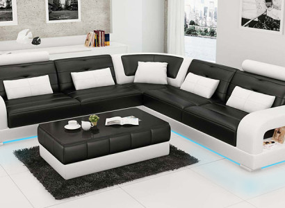Leather sofa USB Living landscape Corner sofa Corner Suite Design Sofa Couch L6008B new