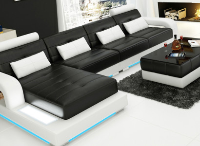 Leather sofa with USB,Living landscape Corner sofa Eck Suite Design Modern Sofa L6008C