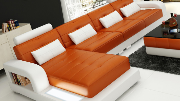 Leather sofa with USB,Living landscape Corner sofa Eck Suite Design Modern Sofa L6008C