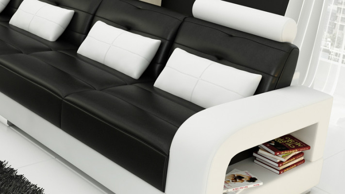 Leather sofa with USB,Living landscape Corner sofa Eck Suite Design Modern Sofa L6008C