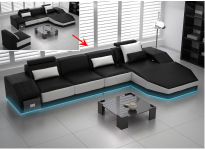 Leather sofa with USB,Living landscape Corner sofa Eck Suite Design Modern Sofa L6003C