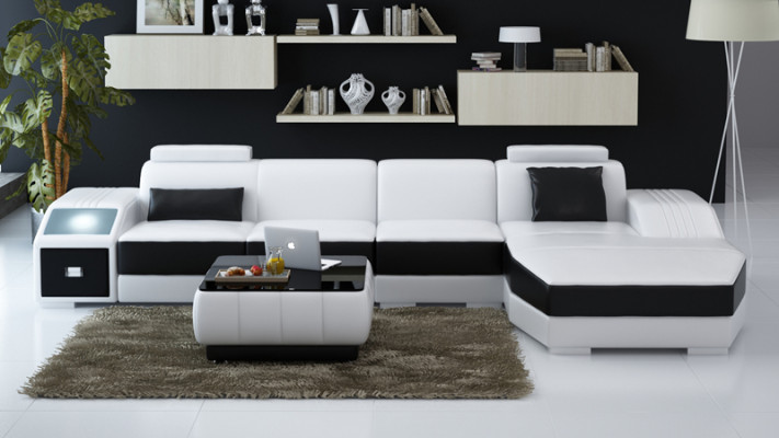 Leather sofa with USB,Living landscape Corner sofa Eck Suite Design Modern Sofa L6003C
