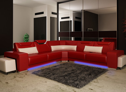 Leather sofa with USB Living landscape Corner sofa Corner Suite Design Modern Sofa F3011B