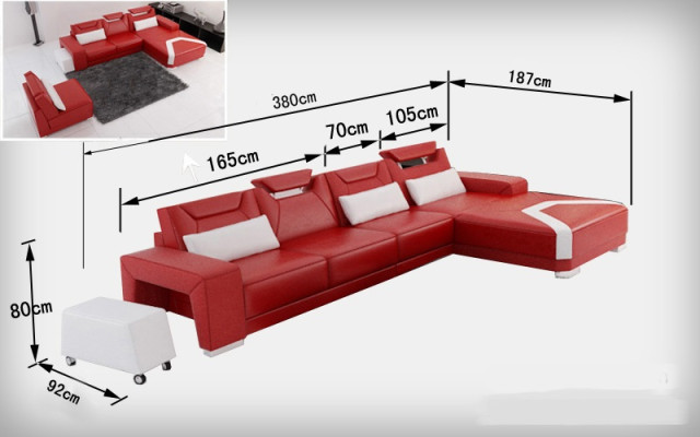 Leather sofa with USB,Living landscape Corner sofa Eck Suite Design Modern Sofa F3011C