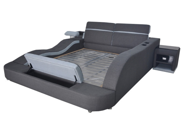 Double Luxury Leather Bed +USB Upholstery Beds Modern Hotel Multifunction