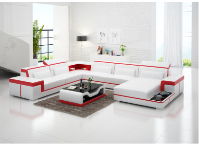 Leather sofa Couch Living landscape Corner sofa Eck Suite Design Modern Sofa G8020 new