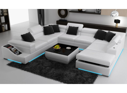 Leather sofa sofa couch living landscape corner sofa corner suite design modern U K5006