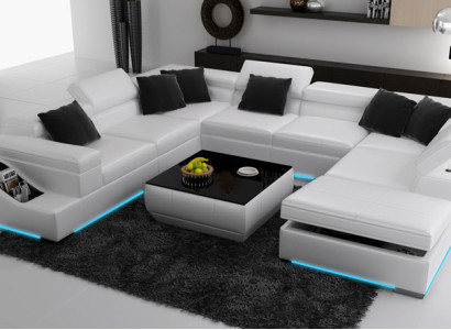 Leather sofa sofa couch living landscape corner sofa corner suite design modern U K5006