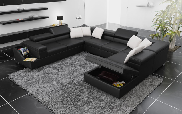 Leather sofa sofa couch living landscape corner sofa corner suite design modern U K5006