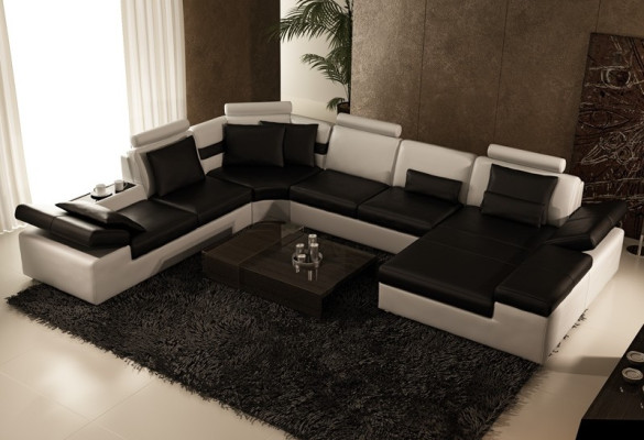 Leather sofa Sofa Couch Living landscape Corner sofa Suite Design Modern Sofa K5014
