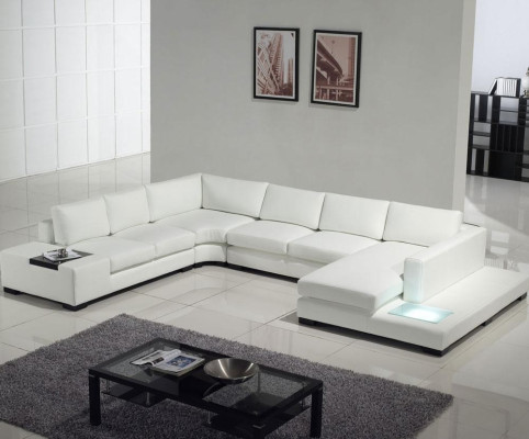 Leather sofa Couch Living landscape Corner sofa Corner Suite Design Modern Sofa with USB