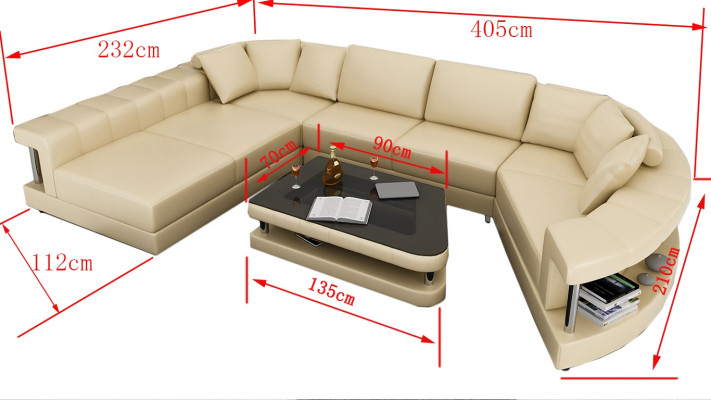 Leather sofa Couch Living landscape Corner sofa Corner Suite Design Modern Sofa + USB!
