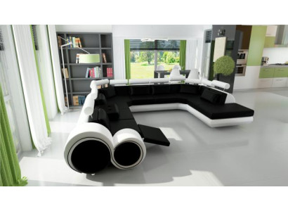 XXL Big Designer Sofa Couch Upholstery Suite Living landscape Leather Sofa with USB