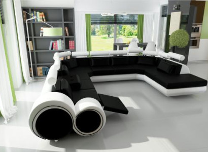 XXL Big Designer Sofa Couch Upholstery Suite Living landscape Leather Sofa with USB