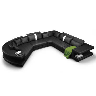 Living landscape Modern Seat Upholstery Living room Upholstery Corner Couch USB + Light