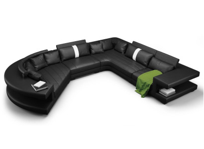 Living landscape Modern Seat Upholstery Living room Upholstery Corner Couch USB + Light