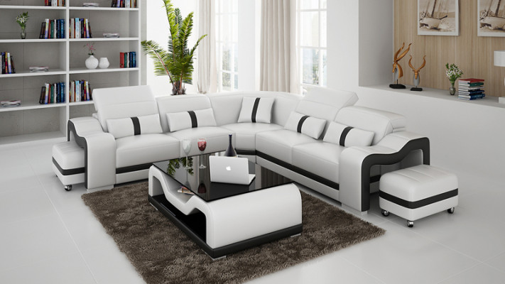 Leather sofa Couch Living landscape Corner sofa Eck Suite Design Modern Sofa with USB