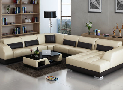 Modern leather sofa couch living landscape corner sofa decor corner design suite