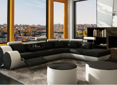 Leather sofa sofa leather couch USB suite XXL living landscape corner sofa made to measure