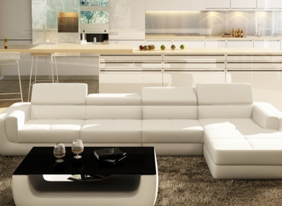 Modern Corner sofa with USB Upholstery Leather Design Sofa Suite Living landscape Tettau