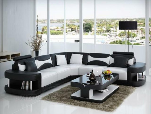 Living landscape Upholstery Corner Corner Sofa + USB,Suite Landscape Leather Textile new