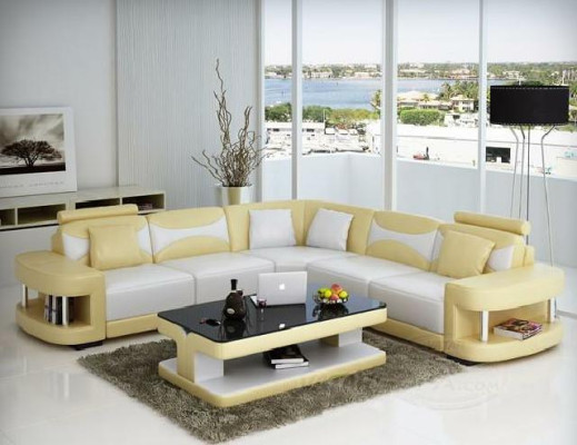 Living landscape Upholstery Corner Corner Sofa + USB,Suite Landscape Leather Textile new