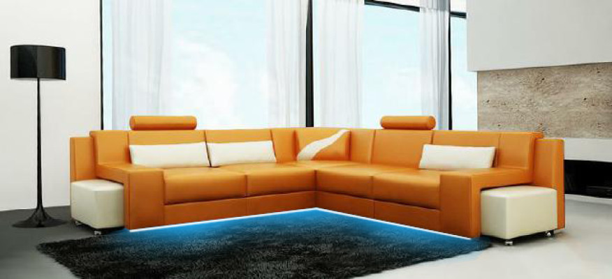 Living landscape Upholstery Corner Corner Sofa with USB Suite Landschaft Leather V015B new