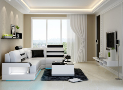 Leather sofa with USB,Living landscape Corner sofa Eck Suite Design Modern Sofa L6016D