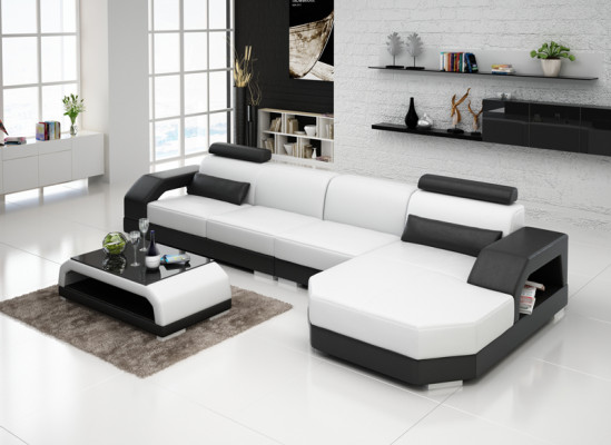 Leather sofa + USB Living landscape Corner sofa Corner Suite Design Couch Sofa new G8001C