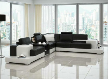 Leather sofa Corner sofa Sofa with USB Design Seat Upholstery Suite Living landscape 2725C