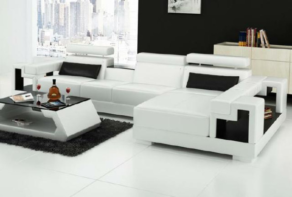Living landscape Corner sofa Leather sofa Sofa + USB Upholstery Seat Corner Suite new 2710B