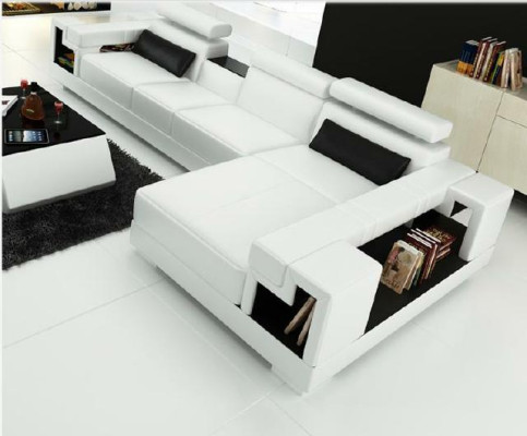 Living landscape Corner sofa Leather sofa Sofa + USB Upholstery Seat Corner Suite new 2710B