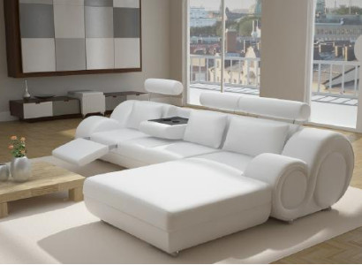 Designer Upholstery Sofa + USB Leather Sofa Living landscape Corner sofa Suite Berlin II