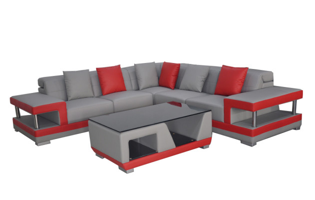 Leather sofa with USB,Couch Living landscape Corner Suite Design Modern Sofa L-shape