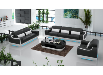 Leather sofa Couch Living landscape 3+2+1 Seater Suite Sofa Sofa set with USB