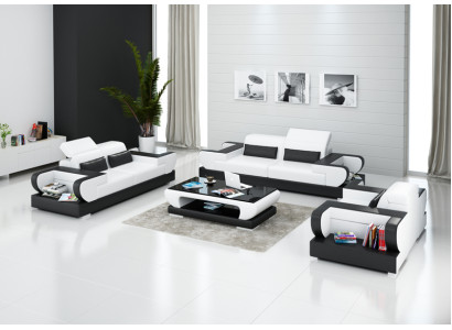 Leather sofa Couch Living landscape 3+2+1 Seater Suite Design Modern Sofa with USB