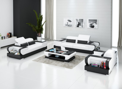 Leather sofa Couch Living landscape 3+2+1 Seater Suite Design Modern Sofa with USB