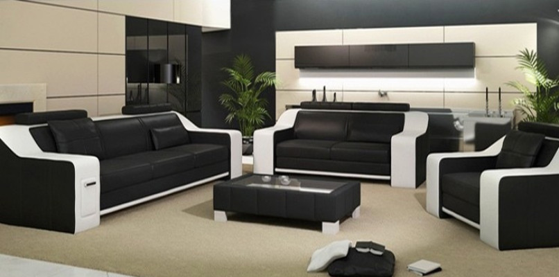 Seat Suite Sofa Leather Upholstery 3+2+1 Design Couch Modern Sets Sofas USB