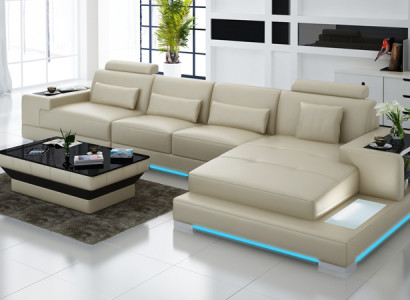 Leather sofa Couch Living landscape Corner sofa Corner Modern Sofa Design Suite