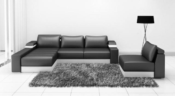 Corner sofa Corner Sofa with USB Upholstery Leather Suite Living landscape Chaise lounge