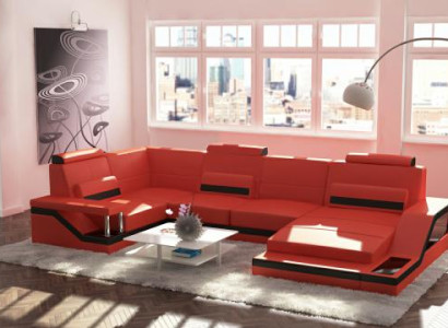 Living landscape Couch Corner Corner sofa Suite Textile Fabric Leather Sofas Sofa with USB