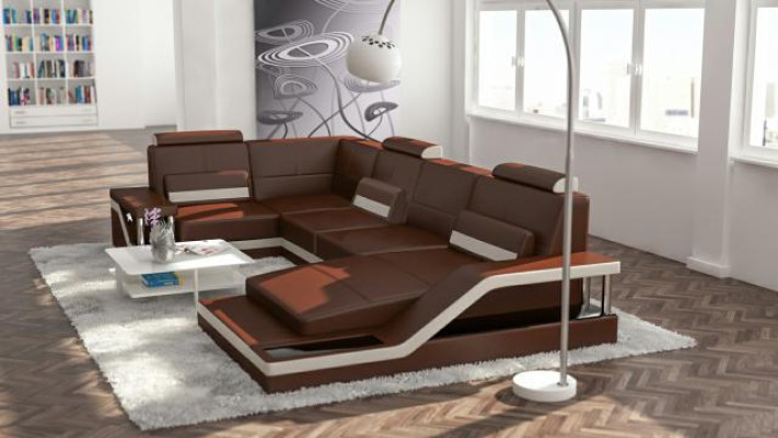 Living landscape Couch Corner Corner sofa Suite Textile Fabric Leather Sofas Sofa with USB