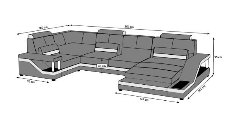 Living landscape Couch Corner Corner sofa Suite Textile Fabric Leather Sofas Sofa with USB