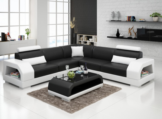 XXL Corner sofa + USB,Leather Living landscape Suite Design Modern Sofa L-shape G8001B