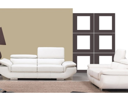 Sofa set with USB Upholstery Sofa Seat Leather Suite 3+2 Seater Weilrod "White "