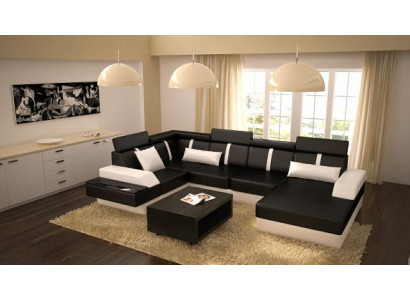Designer Living landscape Corner sofa Couch Sofa Upholstery Suite Leather sofa Sofas new